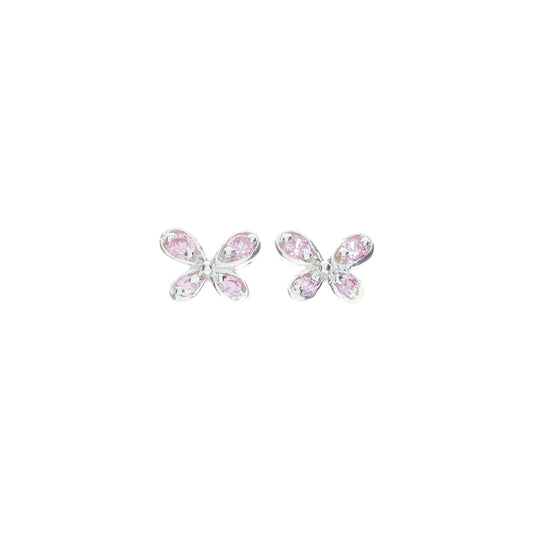 Pink Butterfly Studs - Sterling Silver