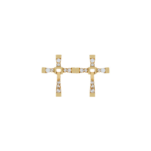 Gold Cubic Cross - Sterling Silver