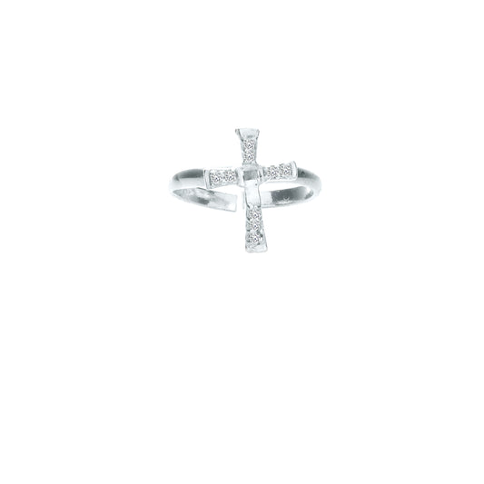 Adjustable Cubic Cross Ring - Sterling Silver